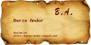 Berze Andor névjegykártya